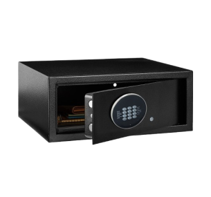 Хотелски електронен сейф STS Safe 200H с биометричен пръстов отпечатък, кодова клавиатура и ключ 